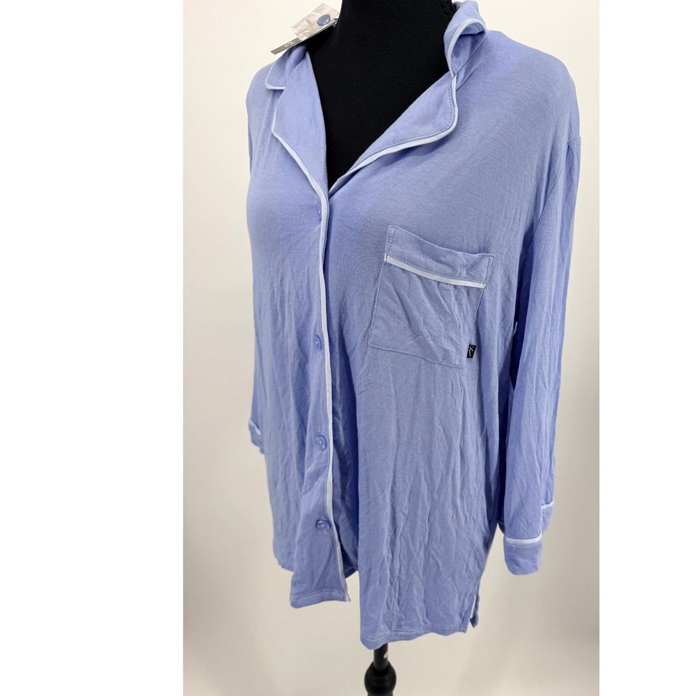Simply Vera Vera Wang Pajama Top Womens Medium Blue NWT Button Up 3/4 Sleeve